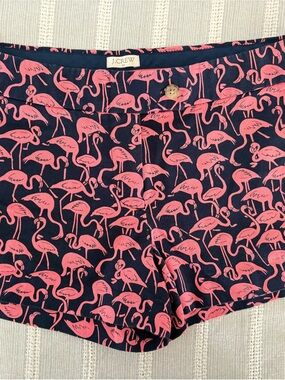 J. Crew Navy Shorts with Pink Flamingo Print